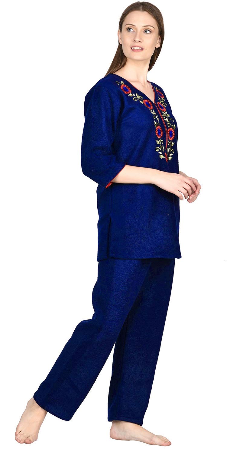 Noty Women's & Girl's Fleece Embroidered Night Suit Pack of 1