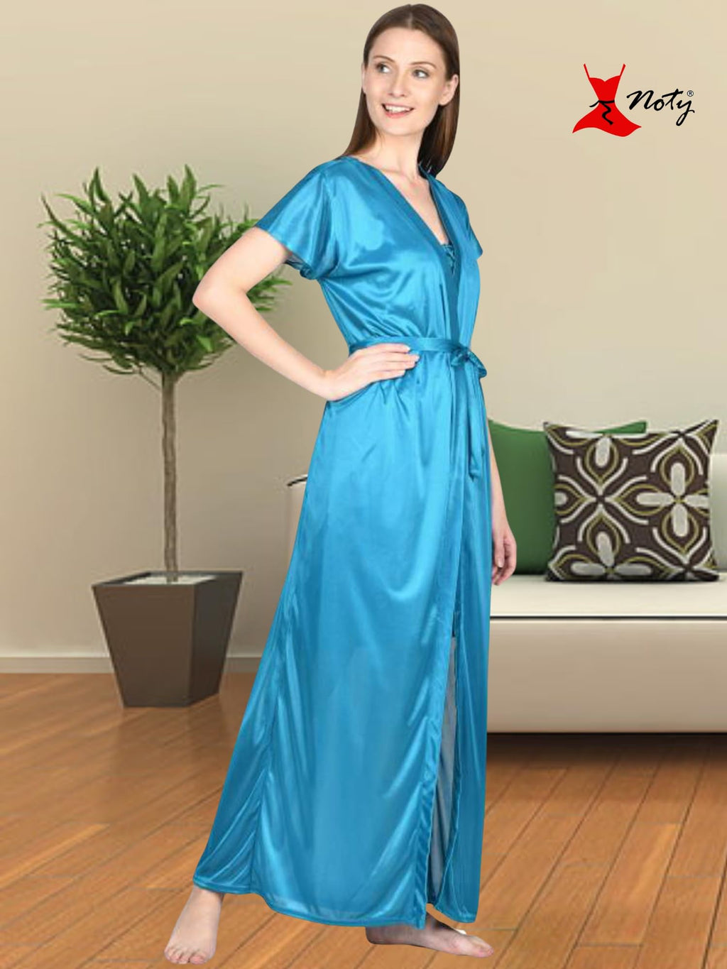 Noty - 2 Pc Women's/Girls' Hot Night Robe and Night Slip