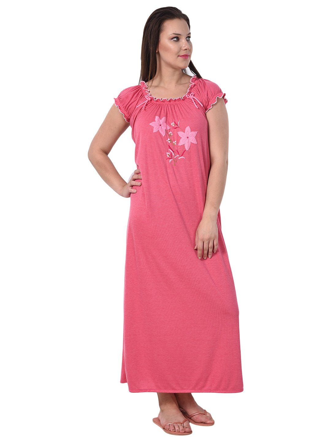Noty Women's Cotton Floral Maxi Nighty
