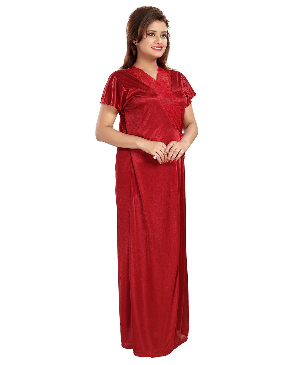 Noty Women's Satin Plain/Solid Nightwear Set Pack of 4