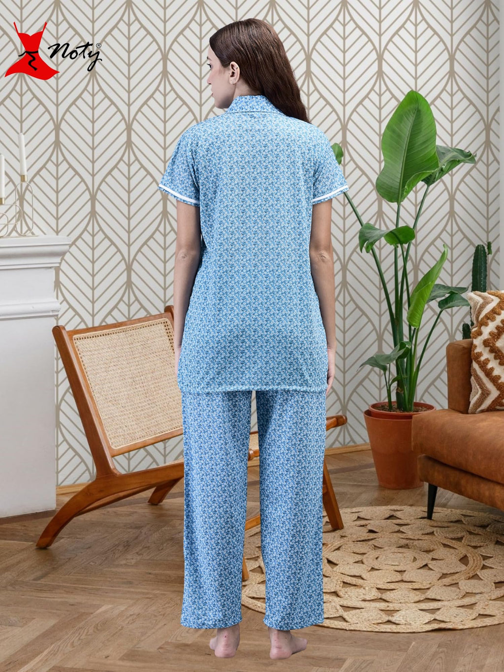 Noty® Women's- Night Suit | Co-ords Set | Night Wear | Night Dress | Loungewear- Poly Cotton Knits Fabric- Floral Printed