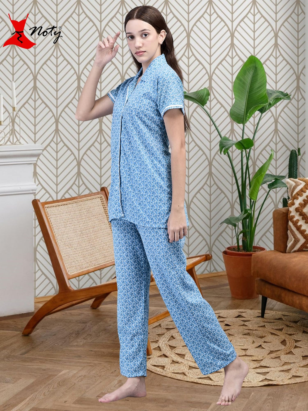 Noty® Women's- Night Suit | Co-ords Set | Night Wear | Night Dress | Loungewear- Poly Cotton Knits Fabric- Floral Printed