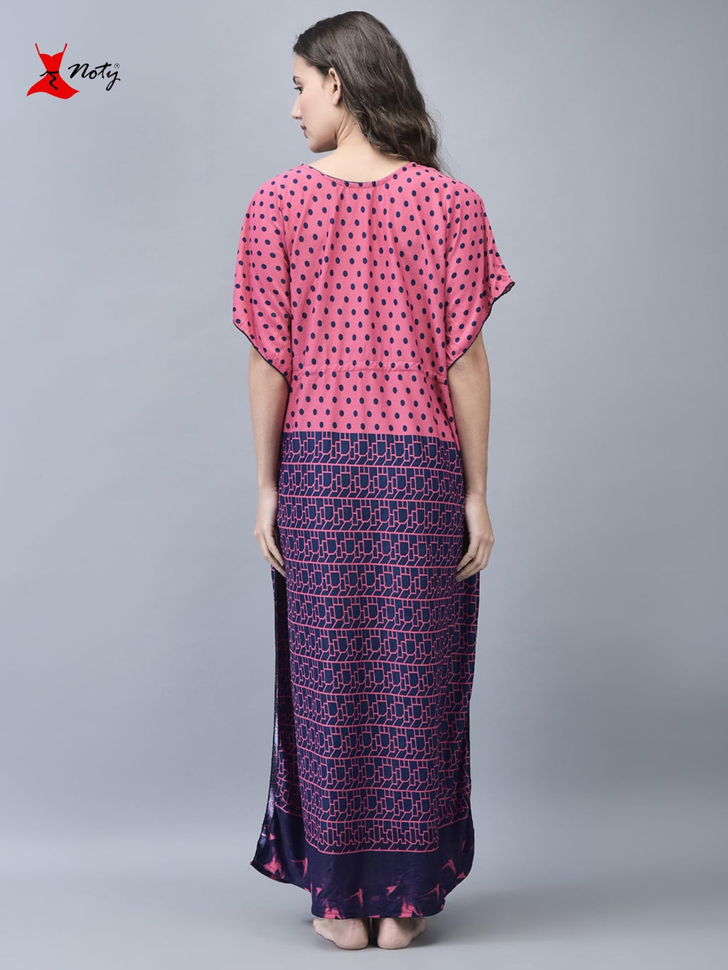 Noty ® Women's Kaftan Nighty | Printed Maxi | Sarena Fabric | Short Slevees Nightie | Nightgown for Girls & Women