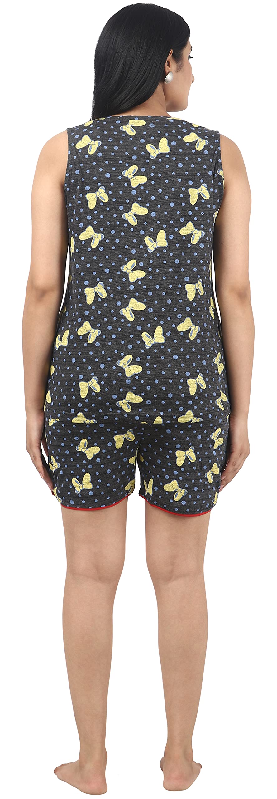 Noty ® Girl's/Women's Cotton- Printed- Round Neck Sleeveless Top with Shorts