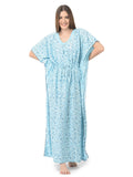 Noty Women's Soft Cotton Kaftan Maxi Nightgown Nighty Nightdress Nightwear -V-Neck- Floral