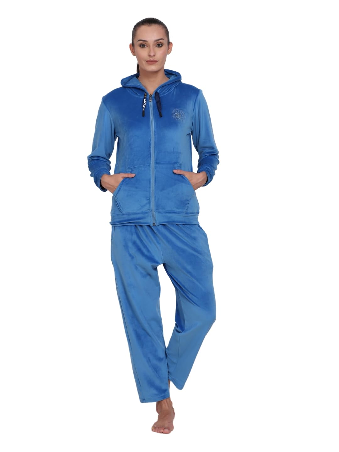 Noty- Night Suit Velvet-Hoody with 2 Side Pockets