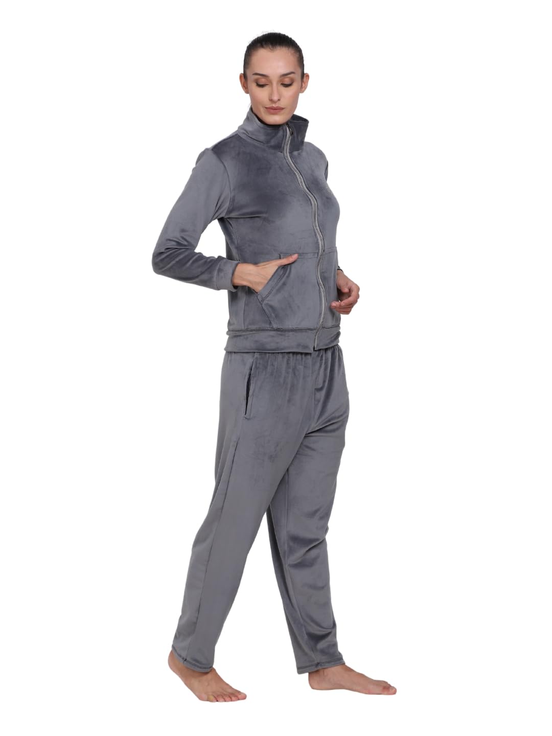 Noty- Night Suit Velvet-Hoody with 2 Side Pockets