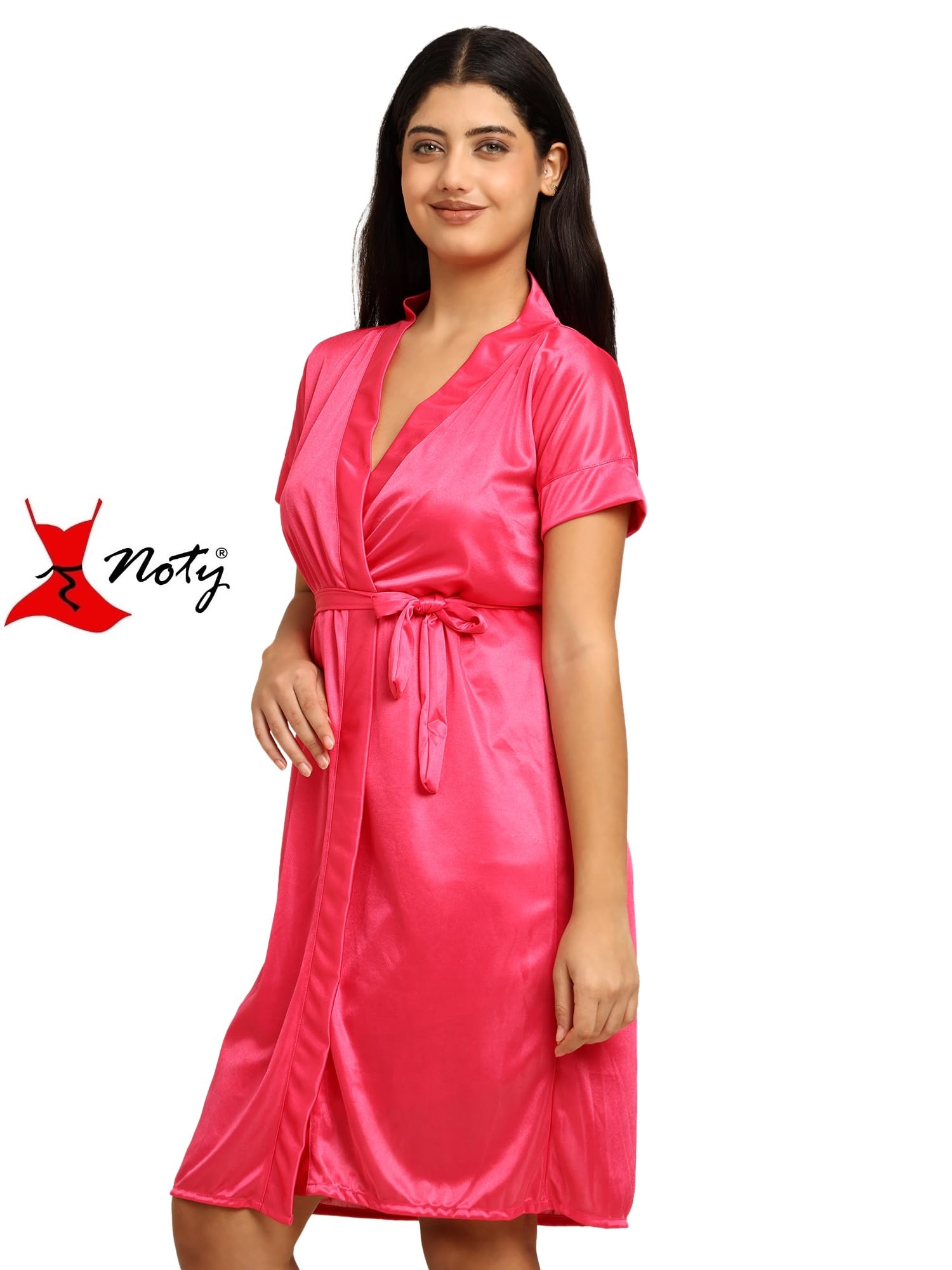 Noty ® Women's- 3 Pc Hot & Sexy Nightwear Set- Satin - Sexy Lace Chemise with Robe