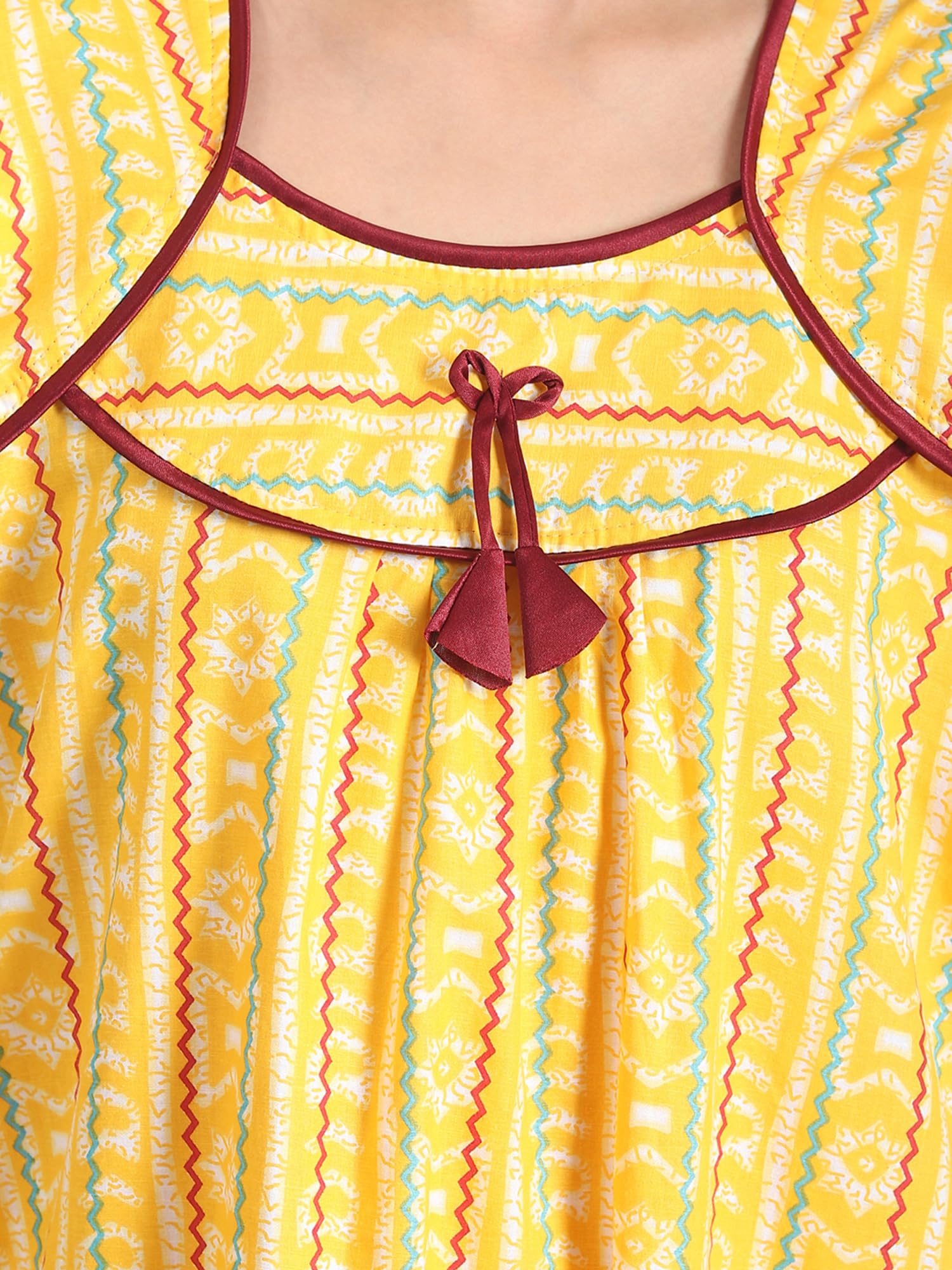 Noty ® Women's- Cotton Nighty| Short Sleeves | Night Wear | Maxi for Women | U Shaped Neck - Cotton Fabric- Jaipuri Print