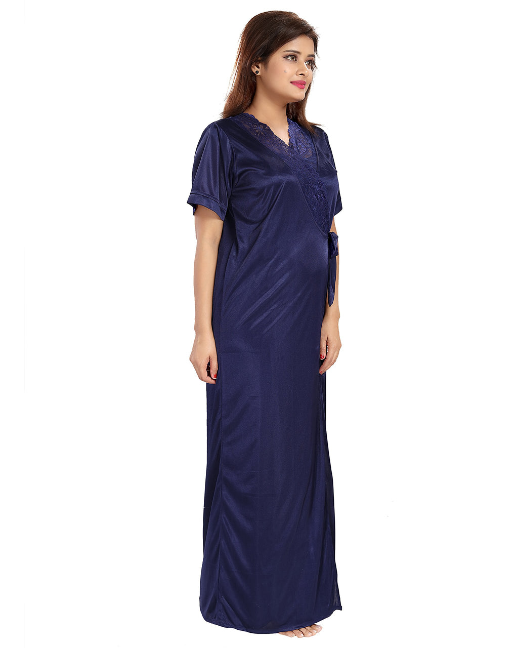 Noty Women's Satin Plain/Solid Nightwear Set Pack of 4