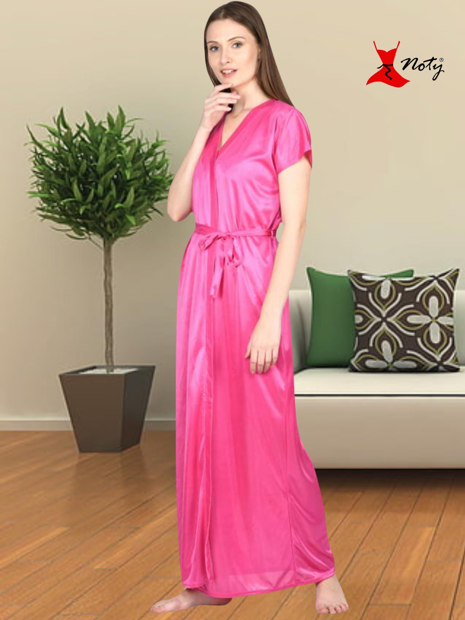 Noty - 2 Pc Women's/Girls' Hot Night Robe and Night Slip