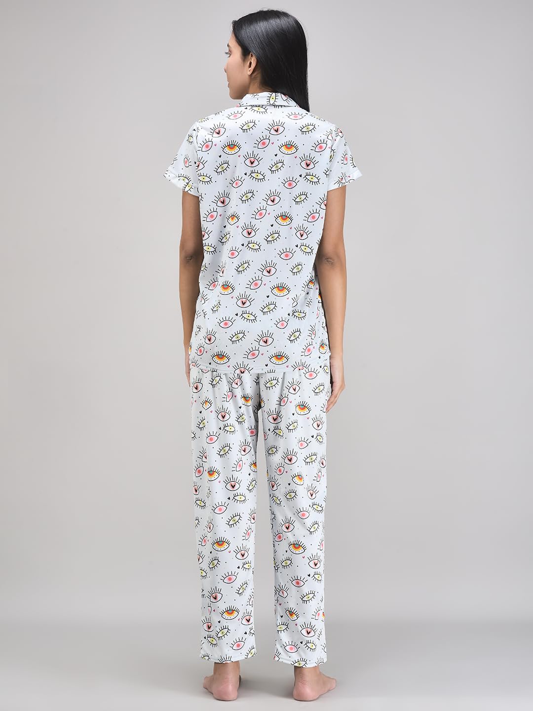 Noty ® Girl's/Women's Night Suit- Serena- Cool Print, Short Sleeves, V Neck