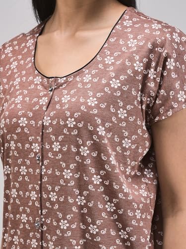 Noty® Women's- Maternity/Hospital/Delivery Gown- Poly Viscose Knits Fabric- Front Open | Printed | Round Neck with Button Closure | Pocket | Full Sleeves