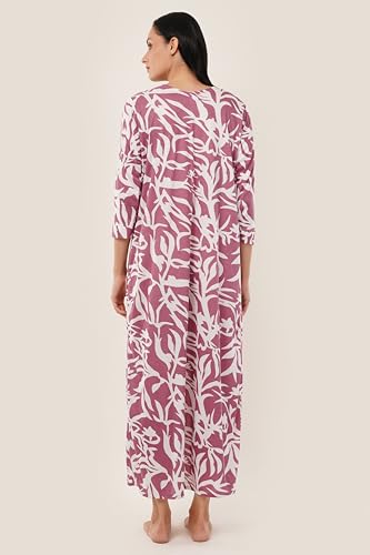 Noty® Women's- Maternity/Hospital/Delivery Gown- Poly Viscose Knits Fabric- Front Open | Printed | Round Neck with Button Closure | Pocket | Full Sleeves