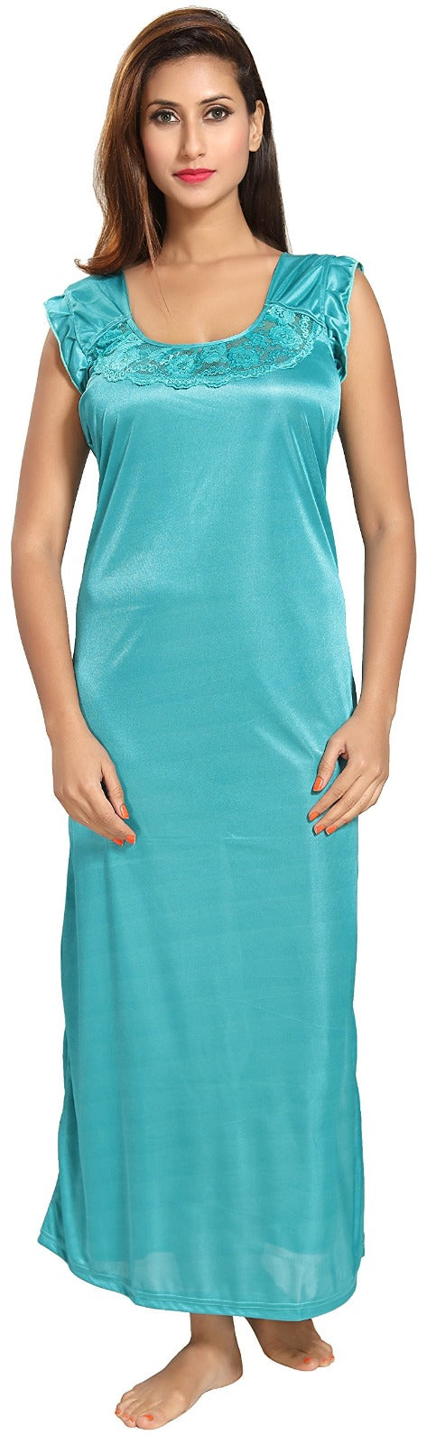 Noty Women's Satin Plain/Solid Nightwear Set Pack of 4