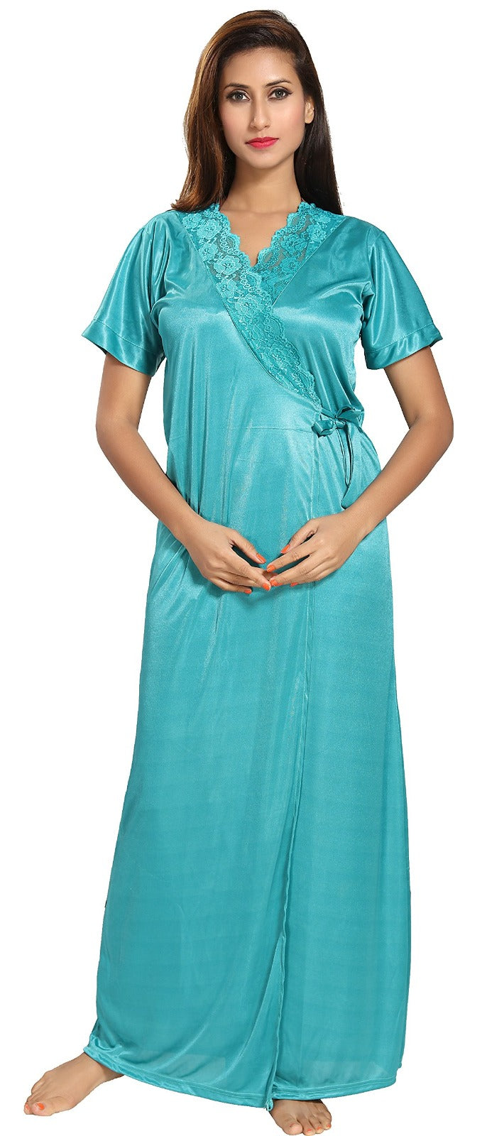 Noty Women's Satin Plain/Solid Nightwear Set Pack of 4