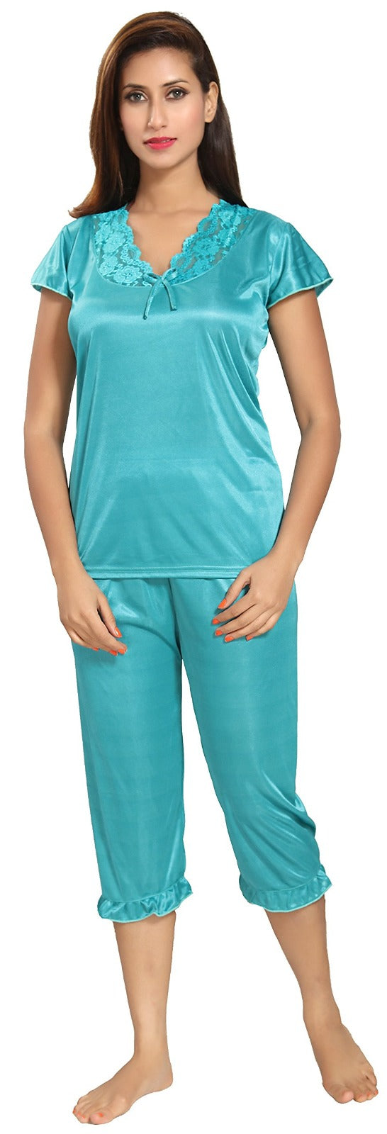 Noty Women's Satin Plain/Solid Nightwear Set Pack of 4